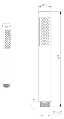 Obrázek produktu pro Ruční sprcha, 185 mm, matná černá barva