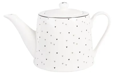 Obrázok produktu pre Čajová kanvica Clayre & Eef 1000 ml Biele porcelánové srdiečka