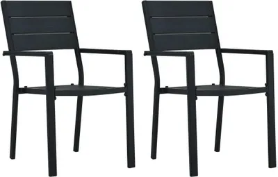 Zdjęcie produktu dla Krzesła ogrodowe Living Store 2 szt. czarny HDPE o wyglądzie drewna