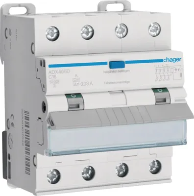 Obrázok produktu pre Hager FI-LS, 4P, 10 kA, C-16 A, 30 mA, typ A, 1 ks.