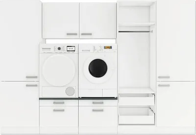 Produktbild von Optifit Hauswirtschaftsraummöbel ohne Geräte Salo214 300 cm weiß matt zerlegt Variante reversibel HWSA HWR-3+
