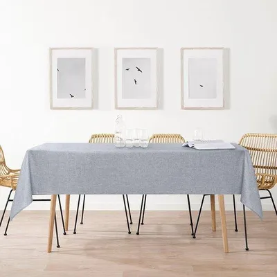 Produktbild von DigiRigi® Tischdecke Leinenoptik hellgrau, wasserabweisend & abwaschbar, 100% Polyester, 135 x 160 cm, 1 Stück – für Esszimmer, Garten, Feier & Hochzeit