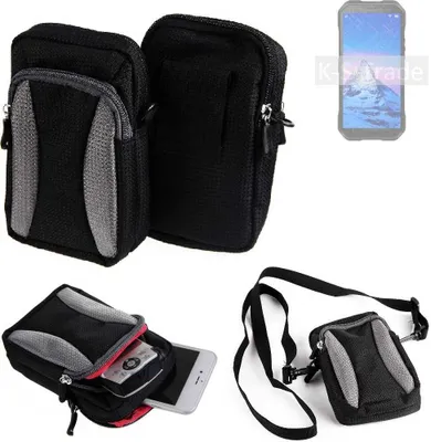 Produktbild von K-S-Trade Holster Schutz Hülle kompatibel mit Doogee S61 Pro Handy Hülle Gürteltasche Umhängetasche mit Zusatzfach schwarz