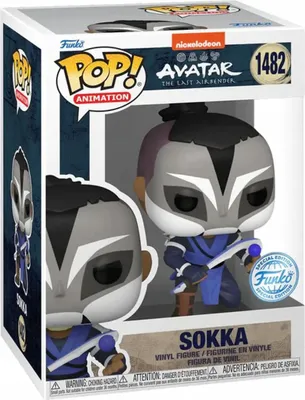 A Funko Pop! vinyl figure of Sokka from Avatar: The Last Airbender, displayed in its original packaging.