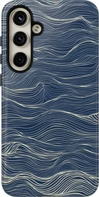Produktbild von Wellenlinienmuster in Dunkelblau – Hülle Kompatibel mit Samsung Galaxy S24 Plus