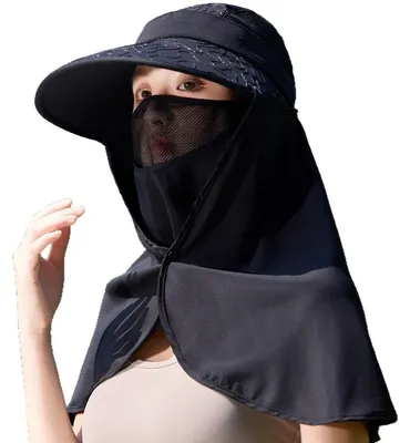Produktbild von INF Damen-Sonnenhut Sommer, breite Krempe, Polyester-Baumwolle, Nackenschutz Schwarz