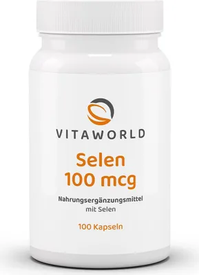 Produktbild von Vitaworld Selen 100 mcg | 100 Kapseln | essenzielles Spurenelement | vegan