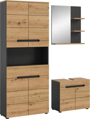 Produktbild von Badezimmer Set Canu 3 | 3-teilig | Artisan Eiche / Basalt grau | ohne Aufsatzleuchte