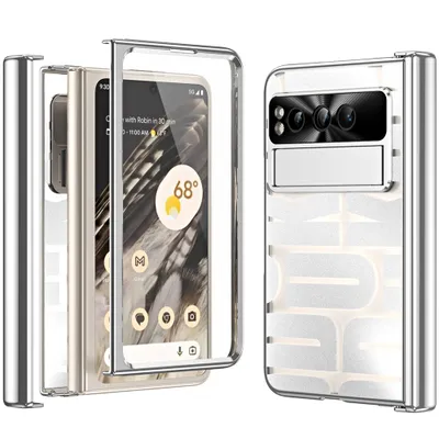 Obrázek produktu pro Pouzdro pro Google Pixel Fold, galvanizované průhledné pouzdro s ochranou displeje a pantu Stříbro