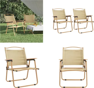 Produktbild von vidaXL Campingstühle 2 Stk. Beige 54x55x78 cm Oxford Gewebe - Campingstuhl - Campingstühle - Strandstuhl - Picknickstuhl