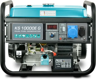 Produktbild von Könner & Söhnen KS 10000E G Hybrid Stromerzeuger 8000 Watt, DUAL FUEL Benzin / LPG, E-Start, 1x16A (230V), 1x32A (230V), 12V
