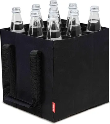Produktbild von Flaschentasche, Flaschentasche für 9 x 1,5-Liter-Flaschen, Flaschentasche, Tragetasche mit Fächern für Flaschen, Einkaufstasche mit 9 Fächern, 27 cm x 27 cm x 27 cm (schwarz)