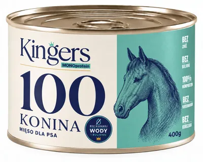 Zdjęcie produktu dla KINGERS 100 Konina 400 g karma mokra uzupełniająca dla psów