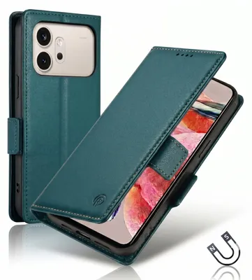 Obrázok produktu pre Avizar, obal pre Honor 600 s priehradkami na karty a stojanom na telefón, tmavozelený