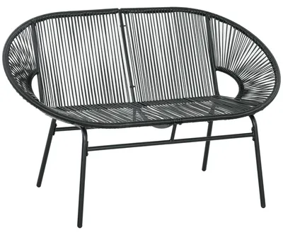 Image de Banc en polyrotin 2 places, charge maximale de 260 kg, noir