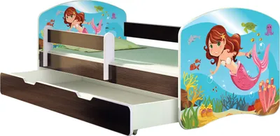 Immagine prodotto di Letto per ragazzi ACMA letto per bambini letto per ragazzi completo di rete a doghe e protezione anticaduta wengé 09 mermaid 160x80 + base letto