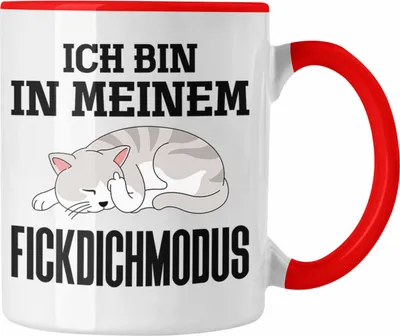Produktbild von Trendation - Ich Bin In Meinem F** Dich Modus Tassen Tasse Becher Kaffeetasse Katzen Lustig Spruch Geschenk Frauen Männer (Rot)