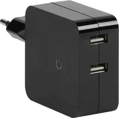 Produktbild von VIVanco™Hochwertige Dual USB-Power Adapterstecker, 100–240V, 2x USB, Kontroll-LED, 2.4A Schnellladung, Modell PAH 70