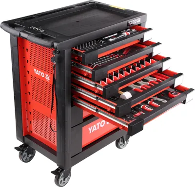 Obrázek produktu pro Yato YT-55290, Ocel, Červená, 7 zásuvka/zásuvek, Teleskopické lišty s kuličkovými ložisky, 25 kg, 35 kg