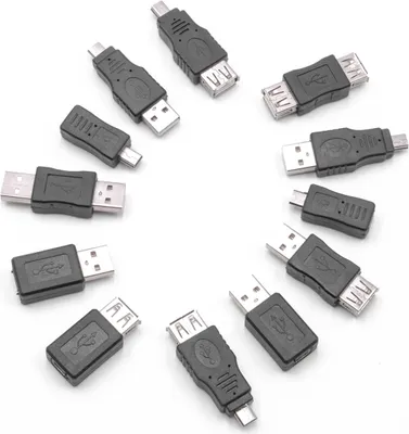 Produktbild von vhbw 12x Adapter OTG für Mobilgerät - USB 2.0 Kabeladapter Set Schwarz