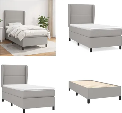 Produktbild von vidaXL Boxspringbett mit Matratze Hellgrau 90x190 cm Stoff - Boxspringbett - Boxspringbetten - Bett - Schlafzimmermöbel