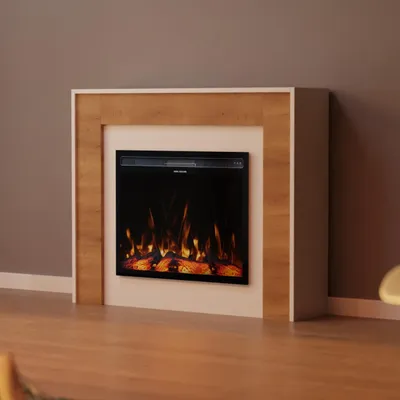 Produktbild von Garlivo Elektrokamin 'PISA Weiss/ Eiche ' | LED Standkamin in weiss mit Heizung (1500 W) | HxBxT: 92x110x28cm
