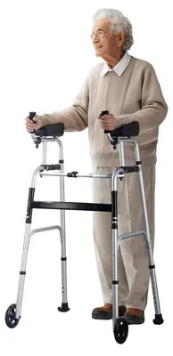 Produktbild von VEVOR 2 in 1 Faltgehhilfe & Abnehmbare Armlehnen, Höhenverstellbare Faltgehhilfe mit 5" Soliden Rädern, Leichtes Aluminium | Mobilitätshilfe mit Vorderrädern für ältere Menschen, Behinderte, 450 Pfund
