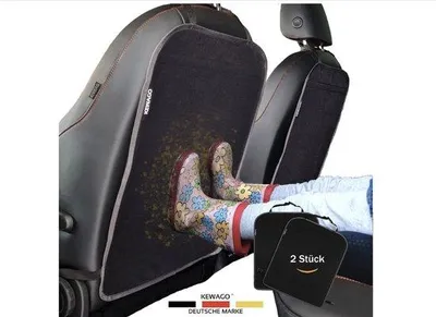 Image de Lot de 2 housses de protection pour sièges de voiture, noir, imperméables, pour enfants, Kickmat, protection pour dossier.