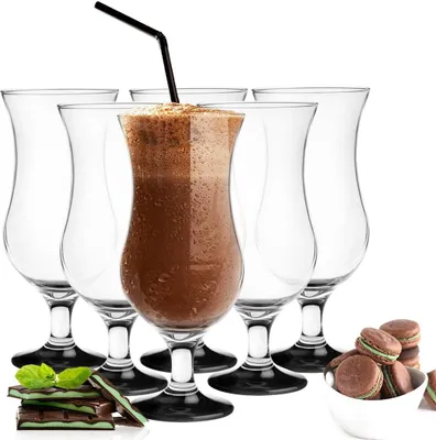 Produktbild von 6 Stück Cocktailgläser 480ml mit schwarzem handgemalten Fuß Longdrink Trinkglas