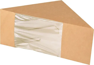 Produktbild von 50x -Sandwichboxen Pappe mit Sichtfenster aus PLA 123x123x82mm braun