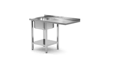 Produktbild von Tisch mit Spüle, Ablageboden und Platz für Geschirrspüler, rechts, 1200x700x(H)850mm