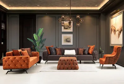 Produktbild von Couchgarnitur Viersitzer Dreisitzer Sessel Orange Sofa JVmoebel