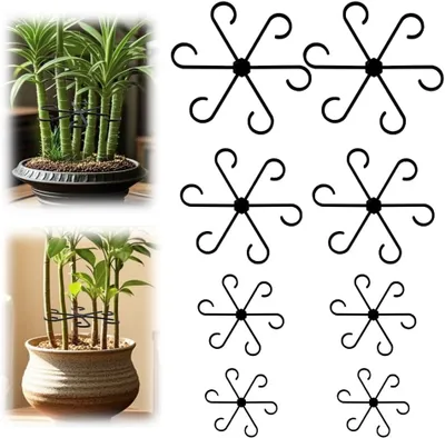 Image de Lot de 8 supports pour plantes – 4 tailles (5,8–13,5 cm), en plastique, réutilisables, avec crochets – Pour plantes grimpantes, intérieur et extérieur – Noir