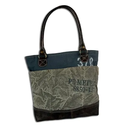 Produktbild von Sunsa Vintage Shopper. Schultertasche aus Canvas mit Leder. Große Handtasche mit Leder Henkel