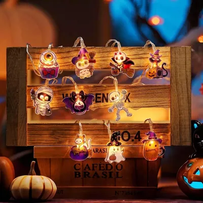 Halloween-Lichterkette 10 LED Warmweiß 1,5 m Timer