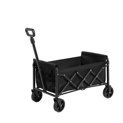 Produktbild von AIORBER Bollerwagen, 70L, faltbar,mit großen Rädern,selbstaufrollender Griff, trolley,stabiles Stahlgestell,für Camping,Einkaufen,66x41x44,5cm,Schwarz