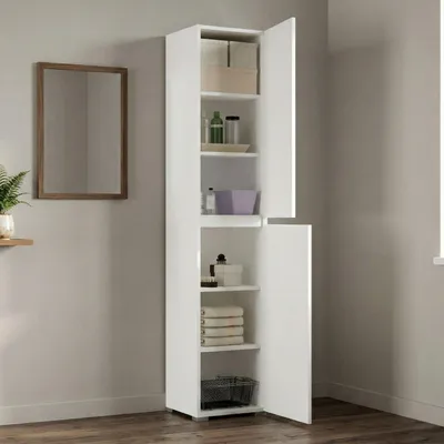 Immagine prodotto di Dmora Armadio Multiuso 2 Ante Daisuke 37x195h cm Bianco, 2 Ante 6 Vani  Italy