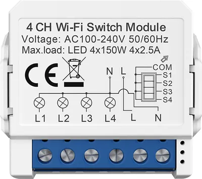 Zdjęcie produktu dla INF Inteligentny moduł przełącznika WiFi WSM16-4 kanałowy biały