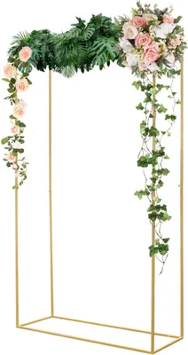 Immagine prodotto di Arco nuziale geometrico - Supporto da fondo - Acciaio - Dimensioni 1,62×0,55×2,8 m - Taglia M - Per fiori e palloncini - Oro
