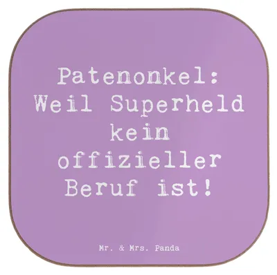 Produktbild von Mr. & Mrs. Panda Tassenuntersetzer Spruch Patenonkel Superheld - Lavendeltraum - Geschenk, Untersetzer für Gläser, Patengeschenke, Tischuntersetzer, Tassen, Heldentaten