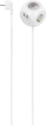Produktbild von hama 3-fach Steckdosenwürfel  1,4 m weiß mit USB-Buchse