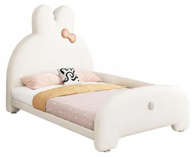 Immagine prodotto di Letto per bambini bianco, letto a forma di coniglietto, letto imbottito, letto per bambine, letti per bambini