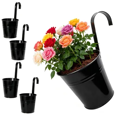 Zdjęcie produktu dla Zestaw 4 doniczek wiszących – wysokość 16 cm, odporne na warunki atmosferyczne i stabilne