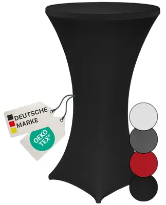 Produktbild von NYVI Stehtischhusse NYVIGala Schwarz Ø 60-65 cm - Elastische Premium Stretchhussen für gängige Bistrotische & Stehtische - Dehnbarer Tischüberzug