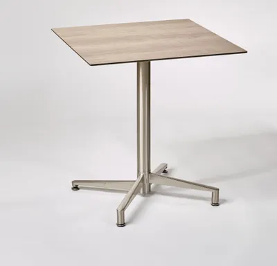 Produktbild von Destiny Gartentisch LOFT 80x80cm, Edelstahl, Tischplatte HPL, raucheiche