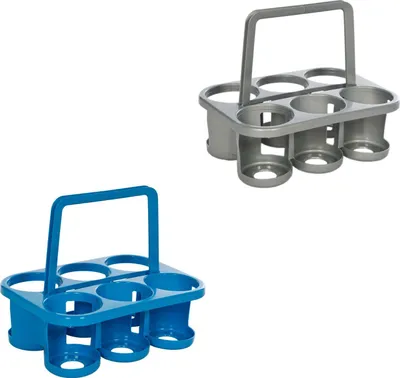 Produktbild von Novaliv 2x Flaschenträger für 12 Flaschen - Stabiler Halt - Getränkekorb Kunststoff, Stapelbar, 32x23x28cm BLAU SILBER- Ideal für Küche & Keller Getränkekorb Bierträger Getränketräger