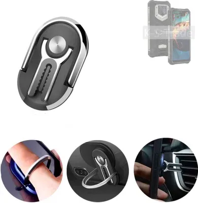Produktbild von K-S-Trade 3in1 Smartphone-Ring Handy-Ring kompatibel mit Oukitel WP15S Fingerhalterung  Handyring Tischständer Lüftungsgitter-Halterung Tisch