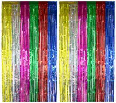 Produktbild von 2x Lametta Vorhang - bunt - 91x244 cm