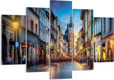 Produktbild von Bild auf Leinwand - Leinwandbild - 5 Teile - Krakau Kirche Mariacki - 150x100cm - Wand Bild - Wanddeko - Wandbilder - Leinwanddruck - Bilder - Wanddekoration - Leinwand bilder - EA150x100-4722