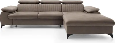 Produktbild von Schlafsofa mit rechter Ecke aus taupefarbenem Velours SAMARA von Pascal Morabito